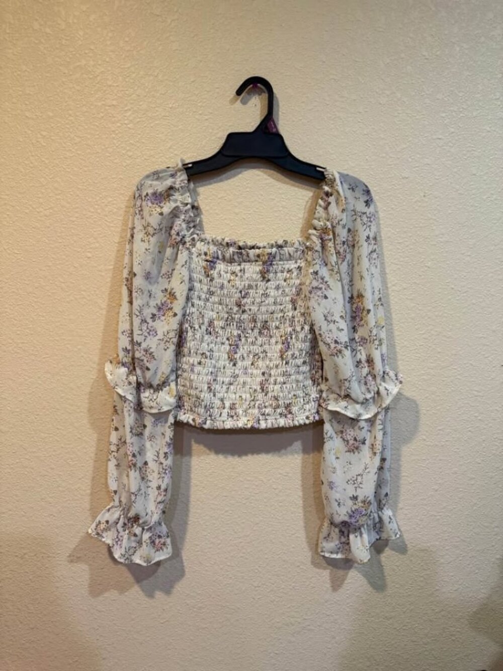 Wild Fable Floral Smocked Long Sleeve Top Size S